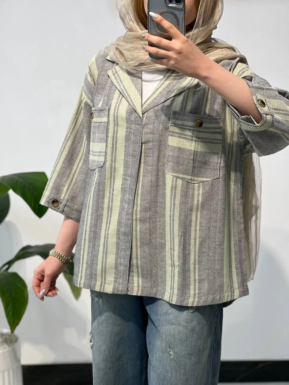 شومیز راه راه جلو بسته 3