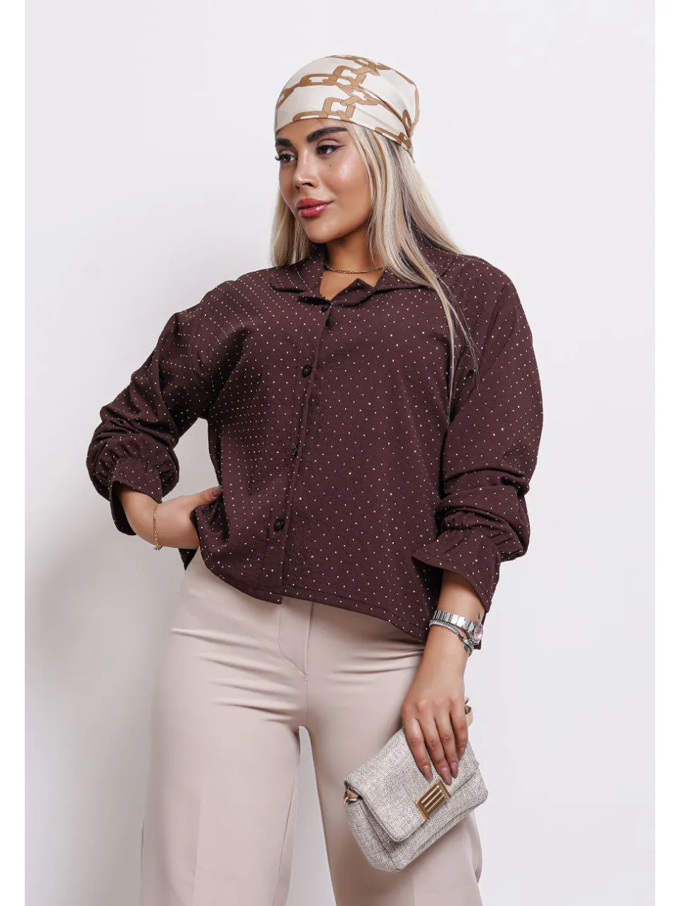 شومیز فول نگین مچ کش