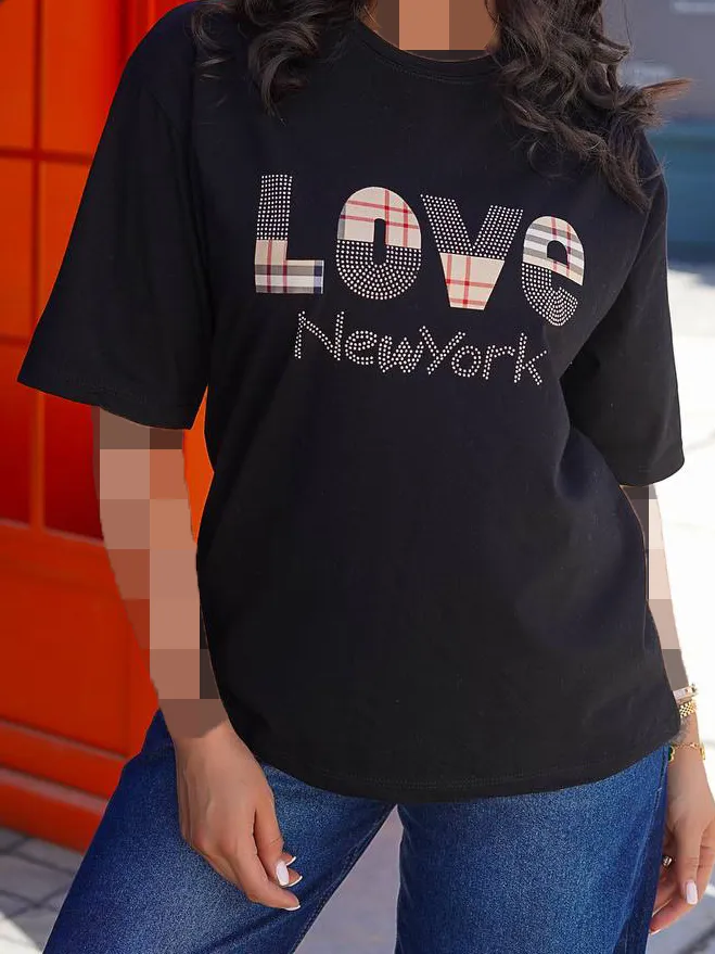 تیشرت باکسی نگینی Love