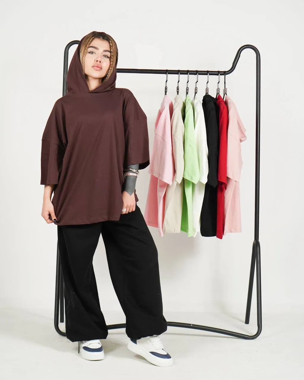 تیشرت باکسی کلاه دار