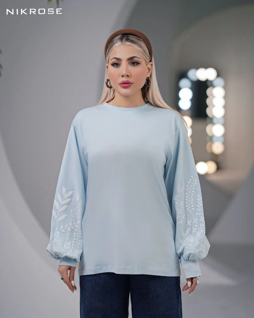 بلوز آستین چاپی نخ و پنبه