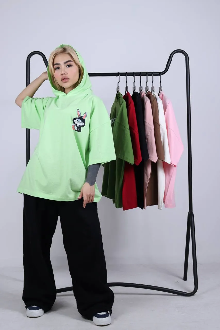 تیشرت باکسی کلاه دار