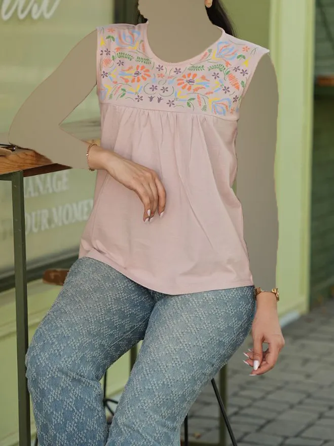 تاپ پنبه بالا سینه گلدار چاپی