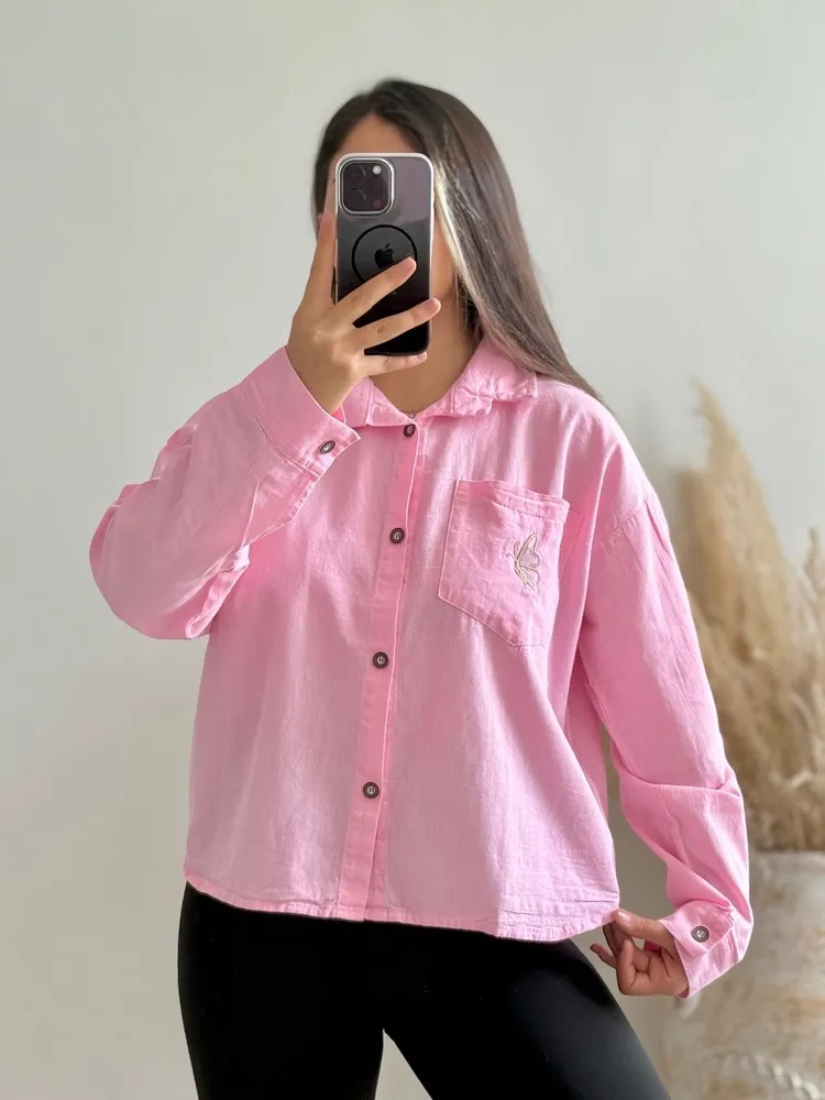 شومیز باکسی(گلدوزی پروانه)