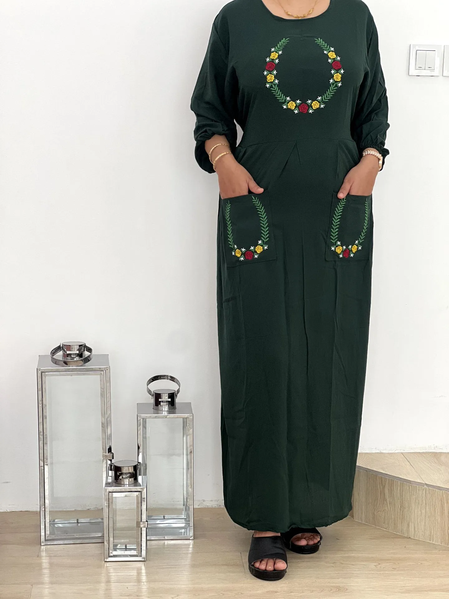 پیراهن یقه گلدوزی جیب دار 2