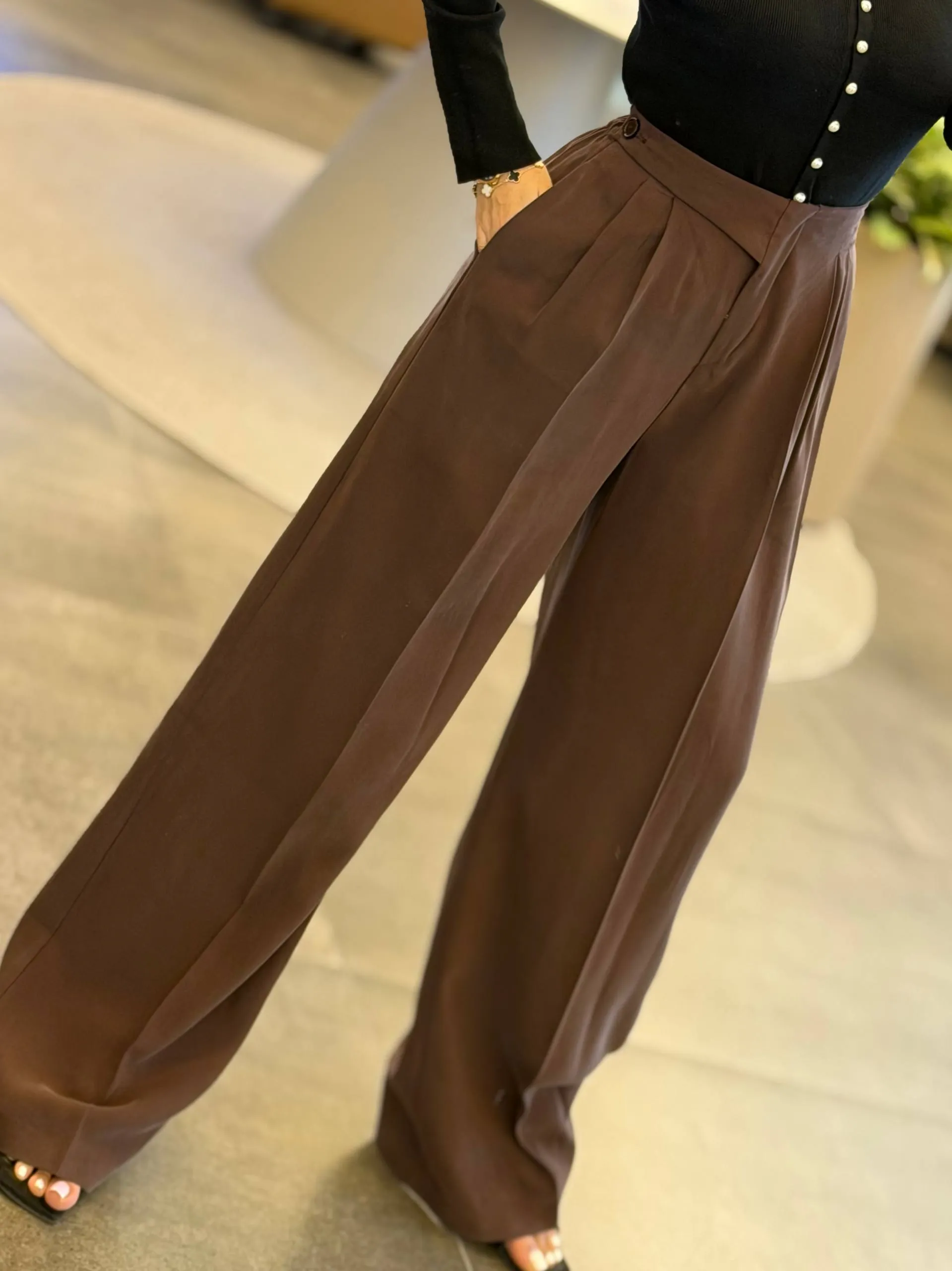 شلوار سیلک کمر پاگن 4