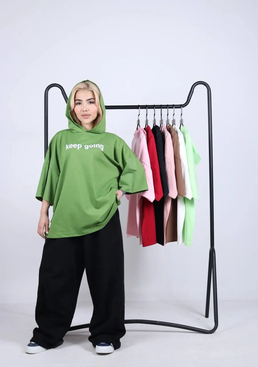 تیشرت باکسی کلاه دار