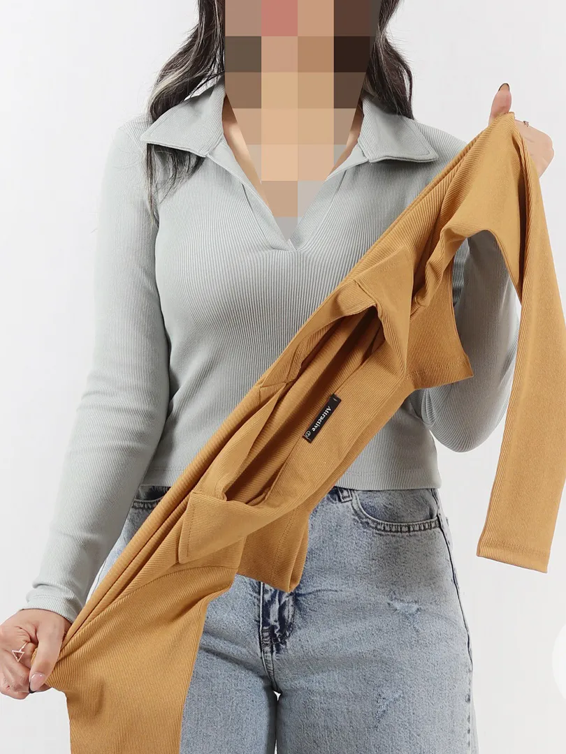 بلوز کراپ یقه شکاری