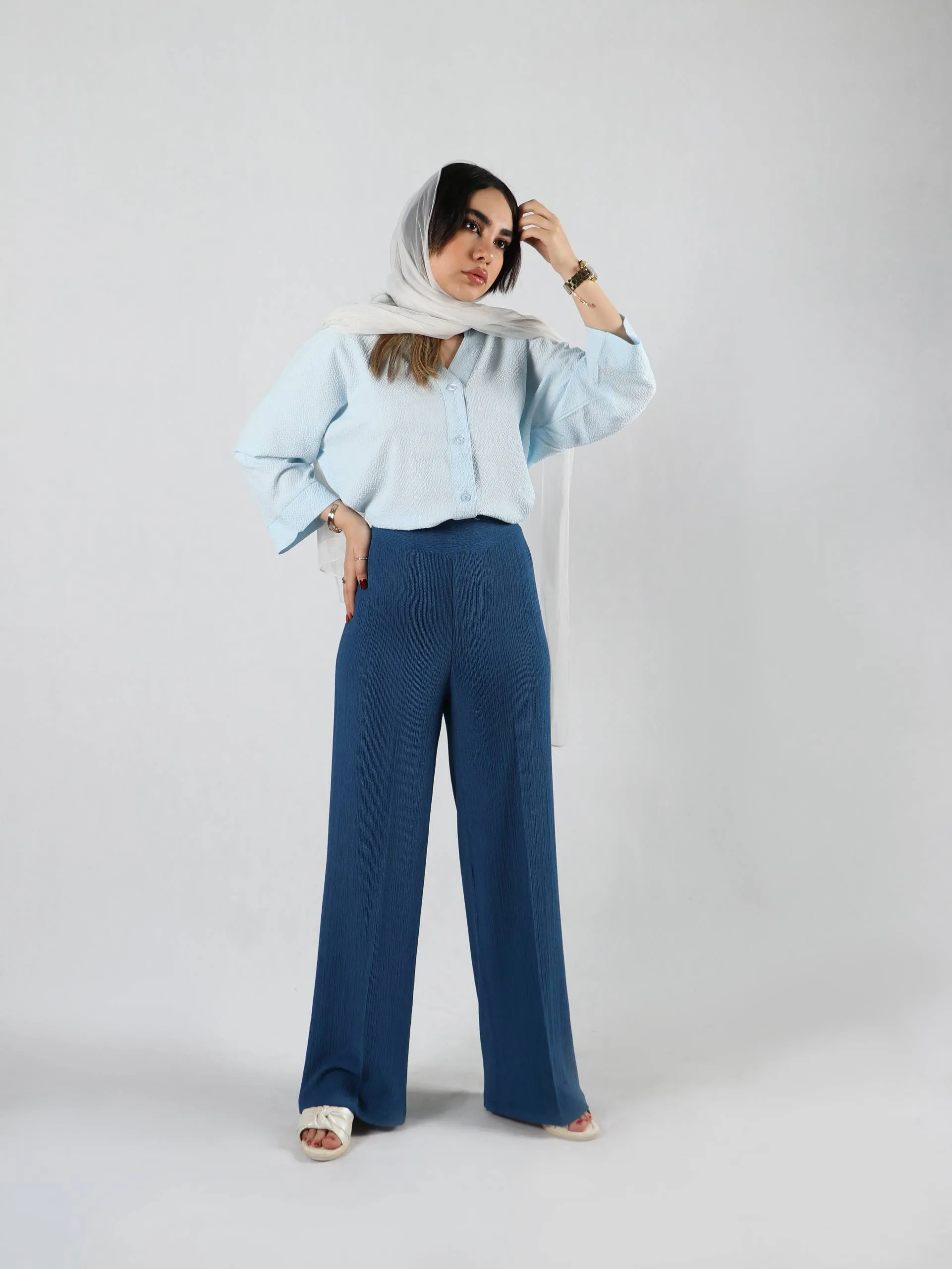 شلوار بگ نخی چروک 12