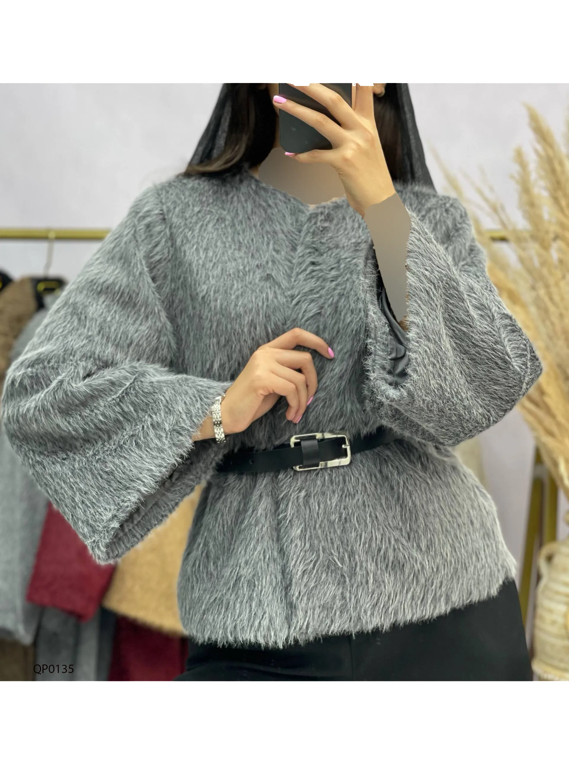کت خز یقه گرد