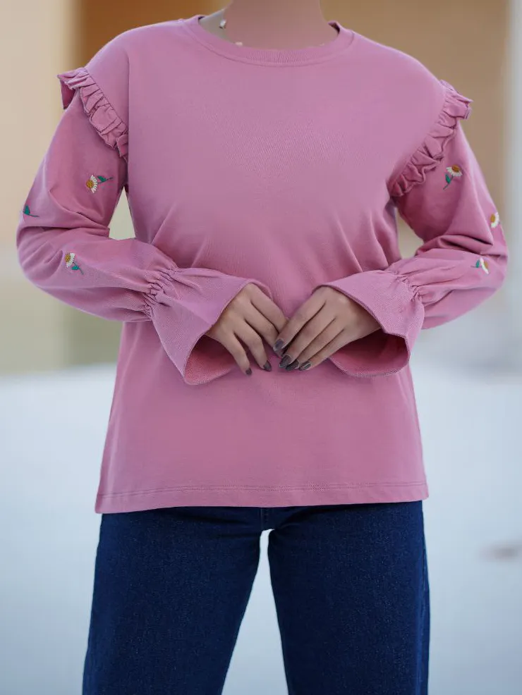 بلوز دورس سرشانه و آستین چیندار