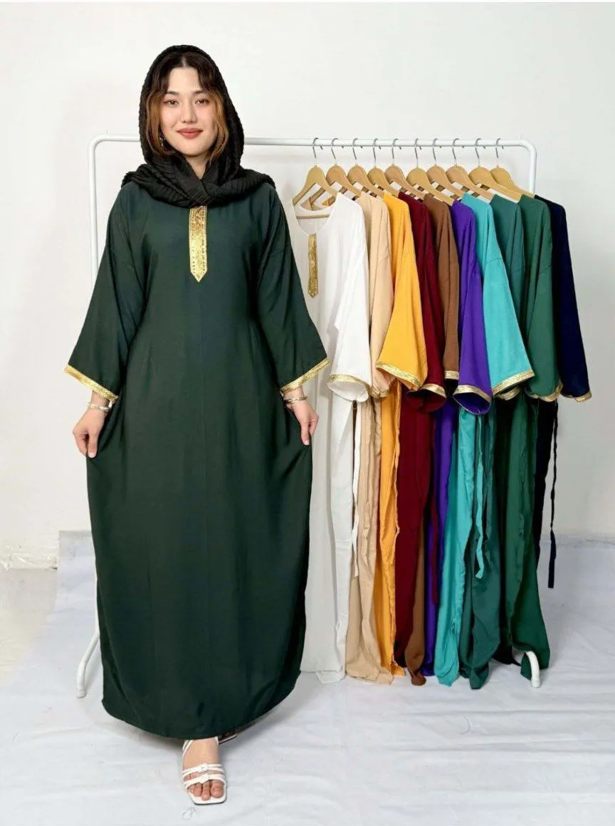 پیراهن ساحلی نخی طلاکوب