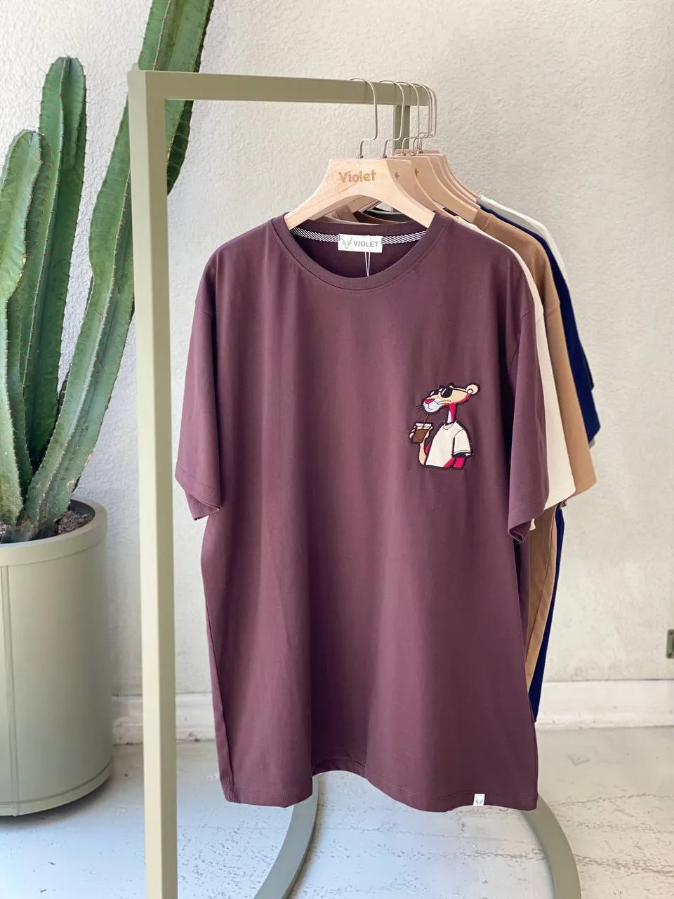 تیشرت لانگ پلنگ صورتی (unisex)