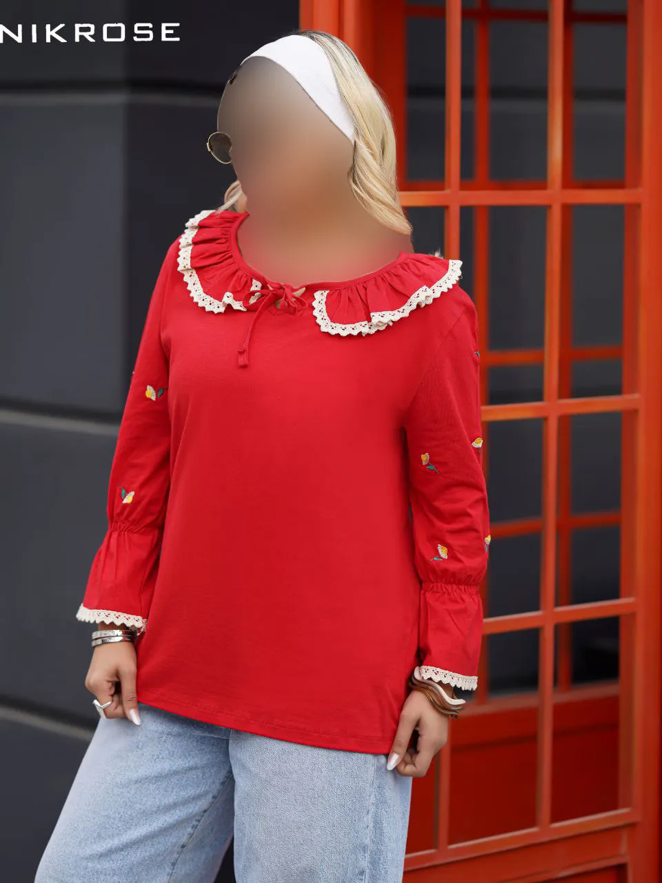 بلوز یقه بِ بِ چبندار گلدوزی یلدایی