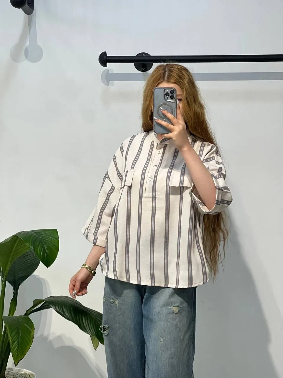 شومیز راه راه جلو بسته 2