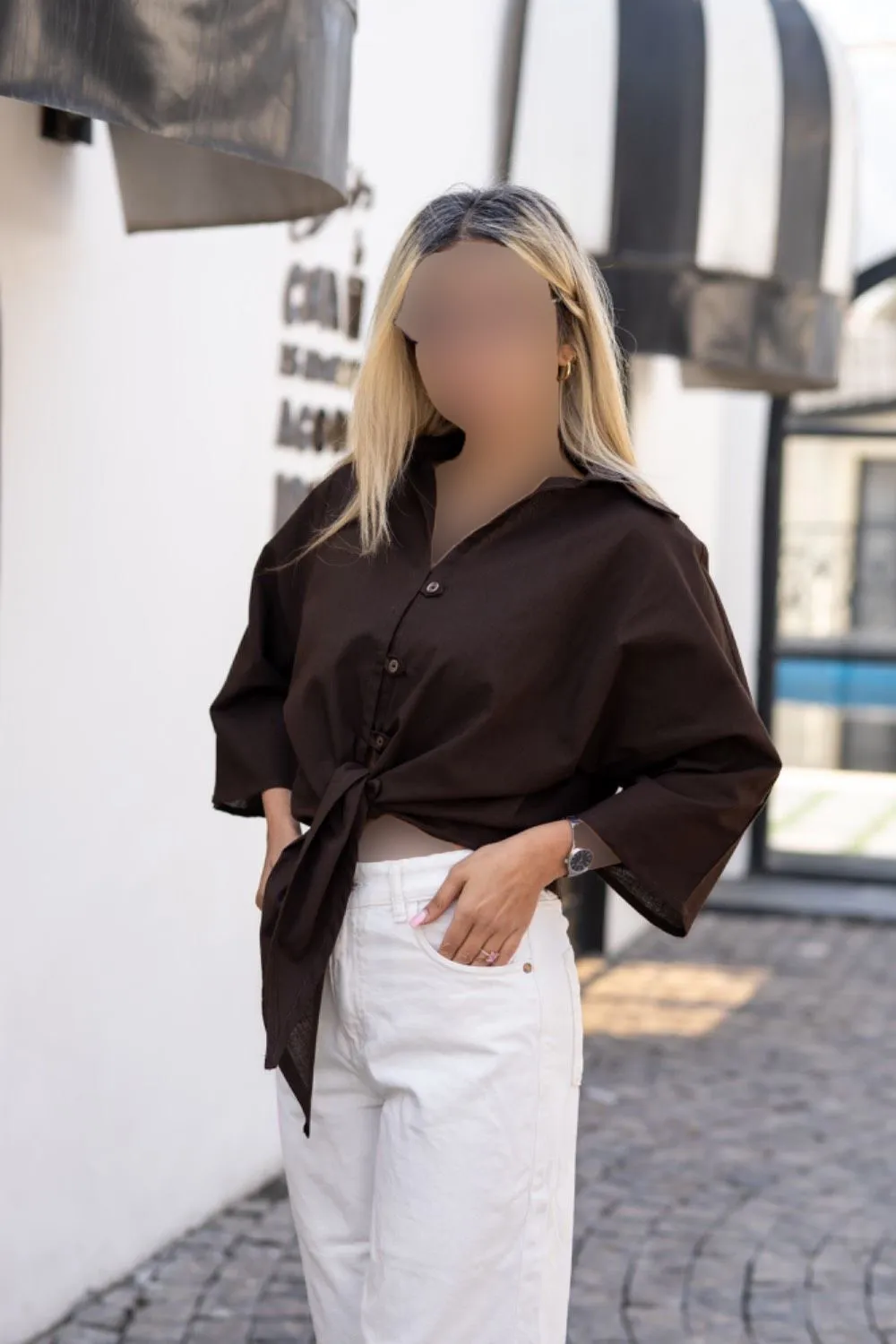 شومیز اسلپ جلو گره ای 3