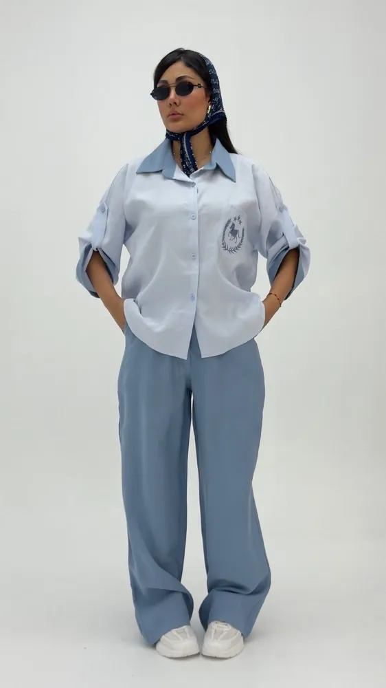 ست شومیز شلوار جیب گلدوزی 3