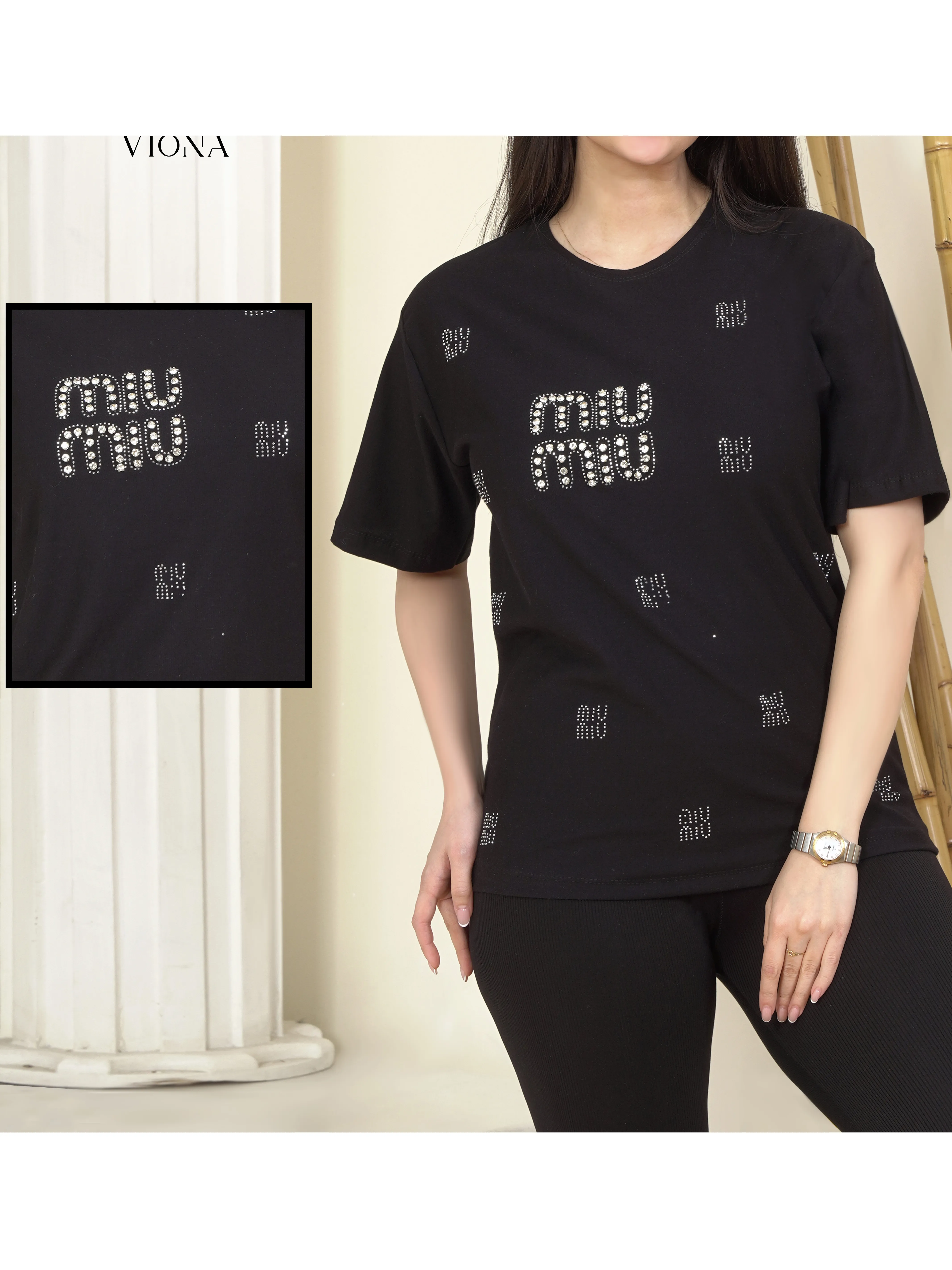 تیشرت مرواریدی miu miu