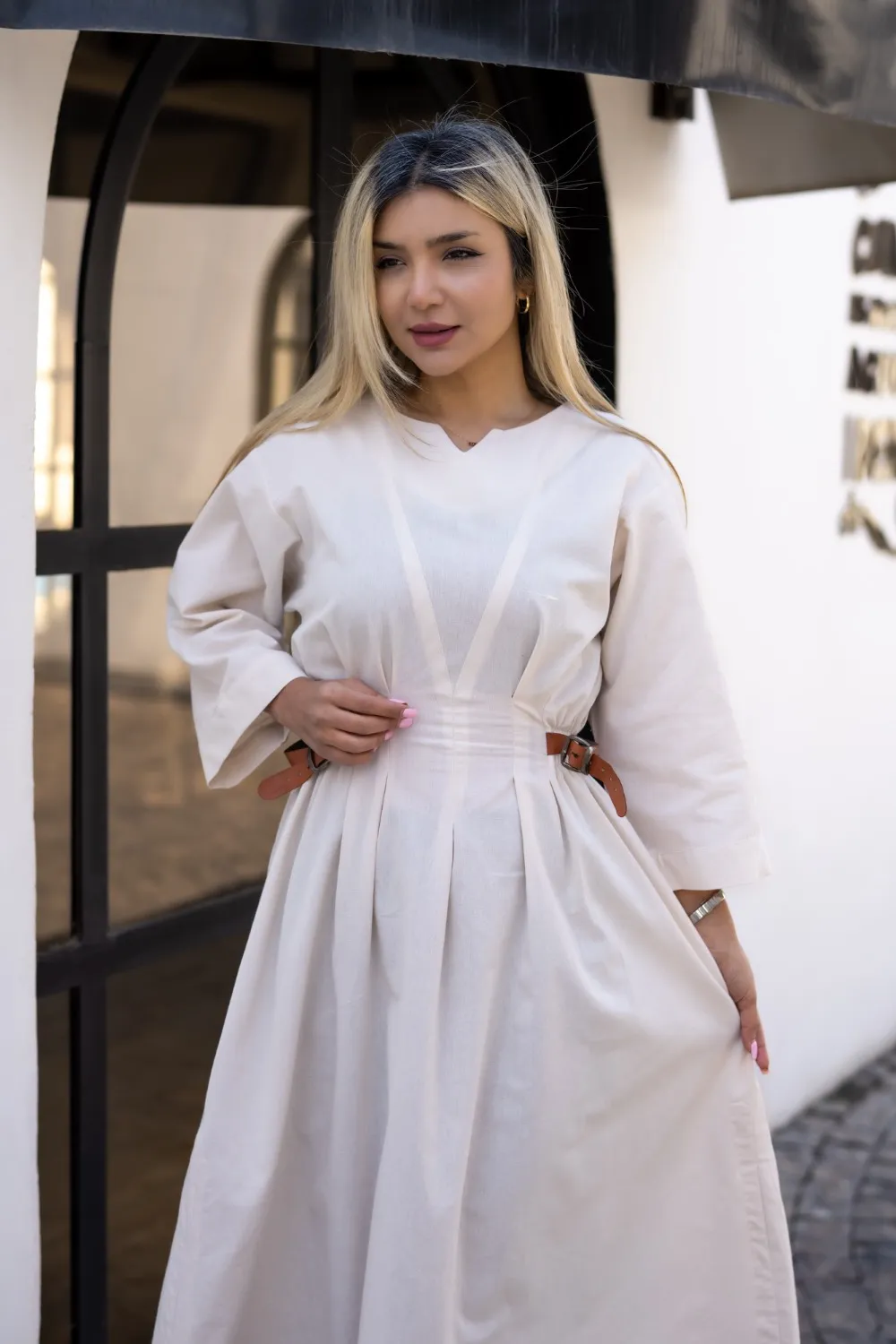 کفتان بغل چرم لینن 4