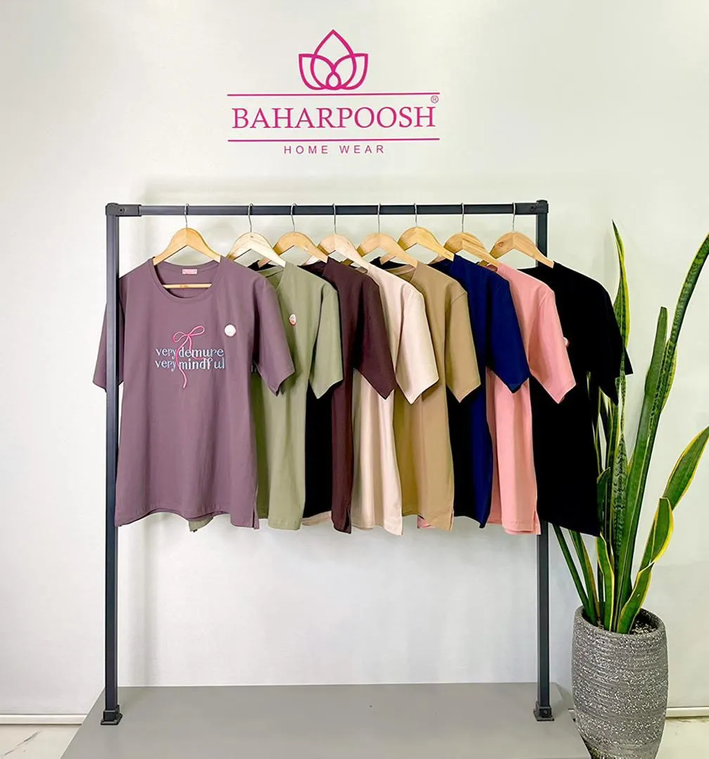 تیشرت یقه گرد جلو گلدوزی پاپیون