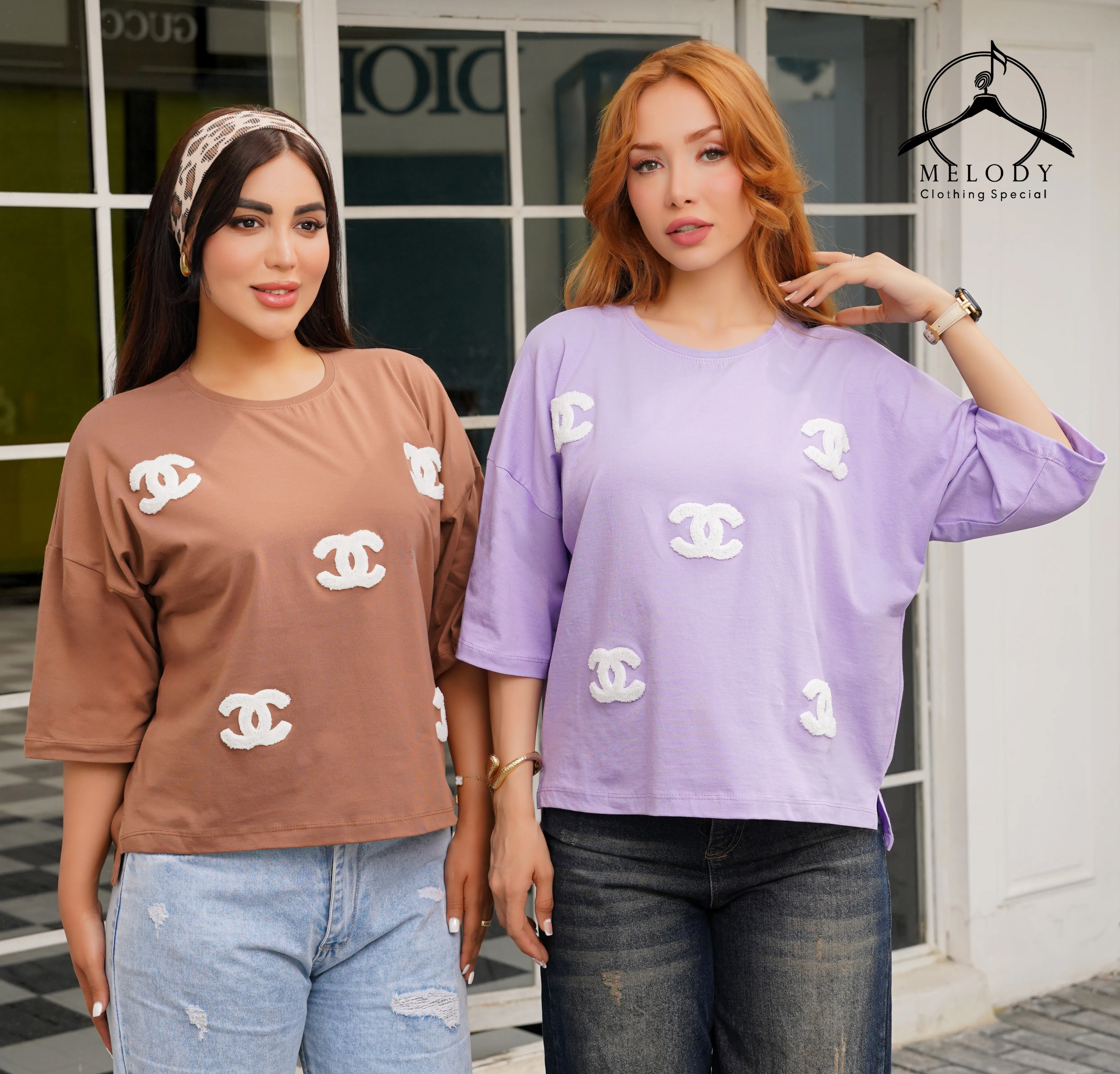 تیشرت فول باکسی شنل دوزی دمپا چاکدار