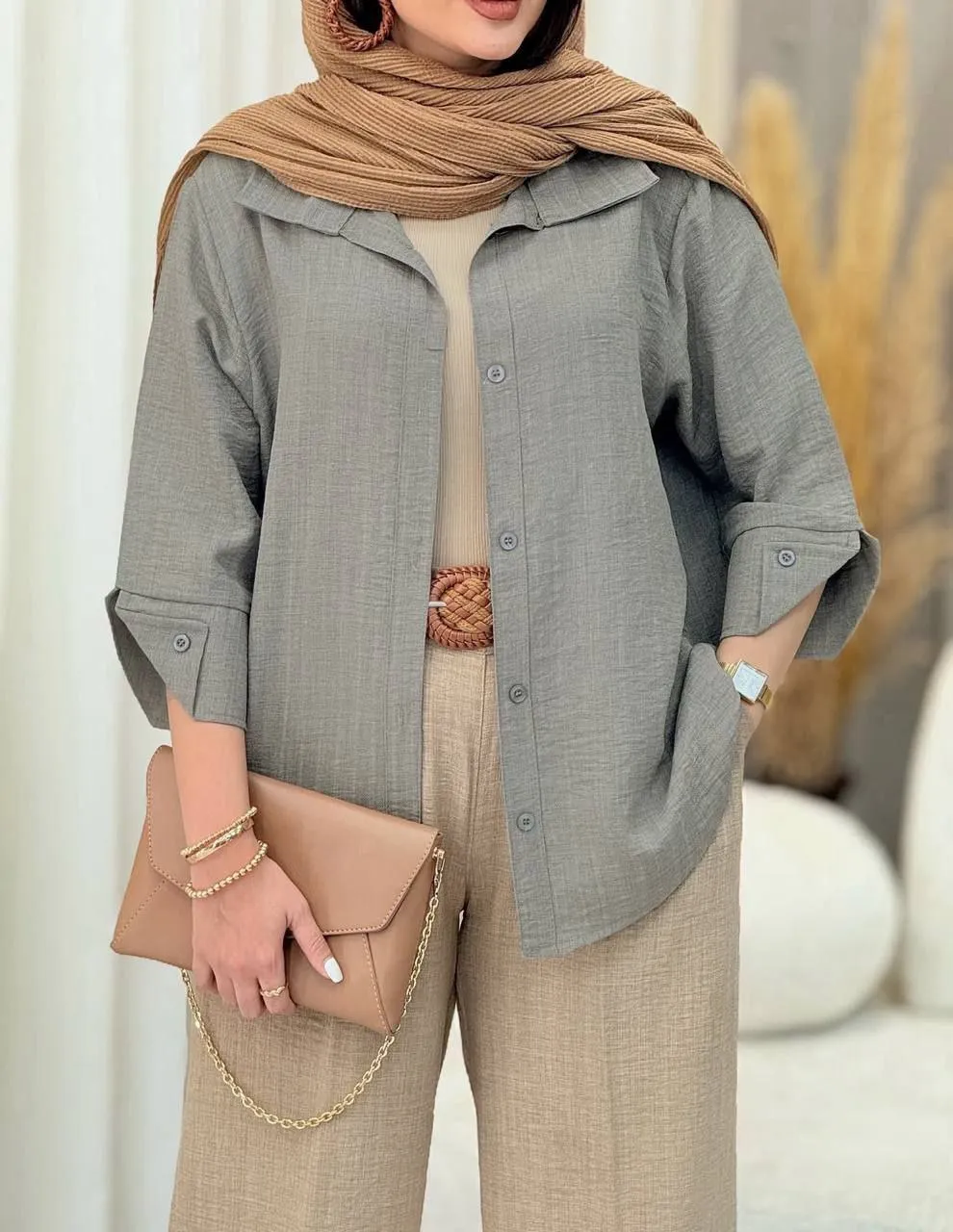 شومیز  استین دکمه 4