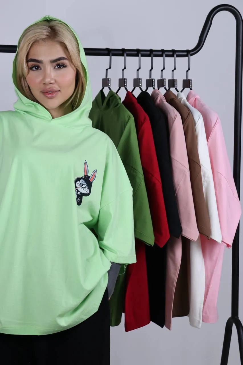 تیشرت باکسی کلاه دار 2