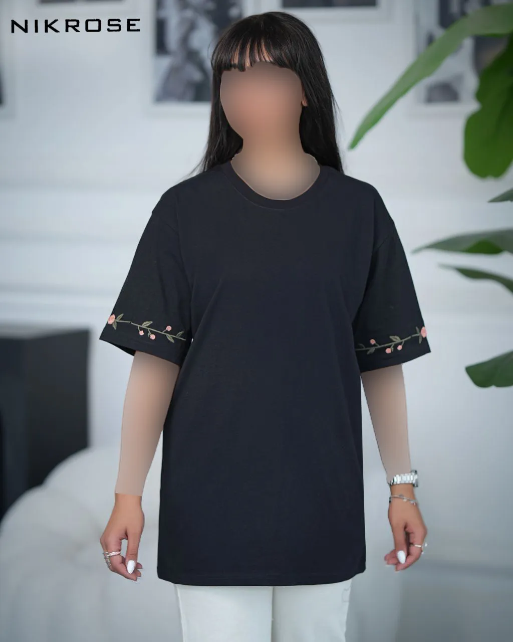 تیشرت پنبه لانگ گلدوزی