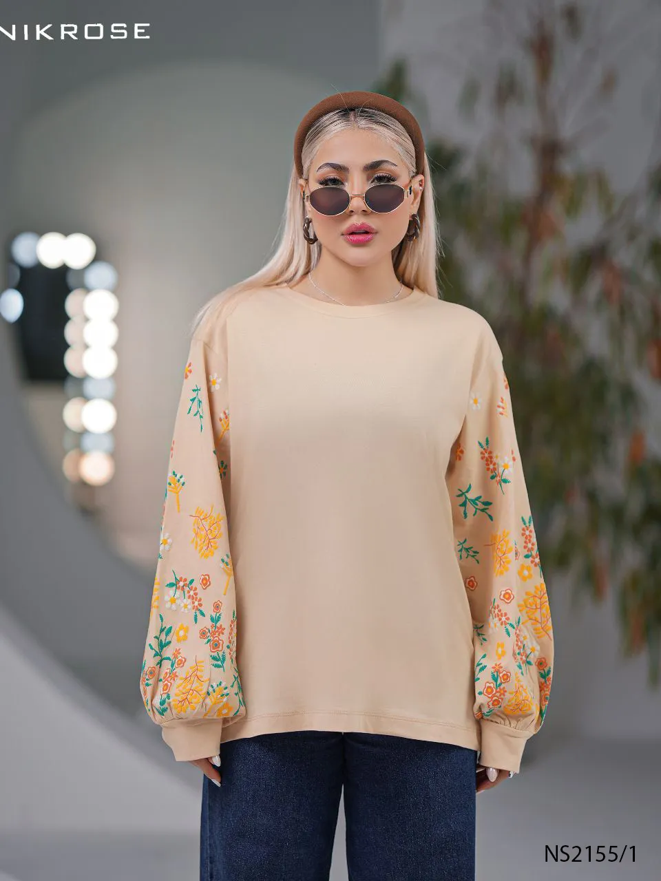 بلوز آستين چاپی نخ و پنبه