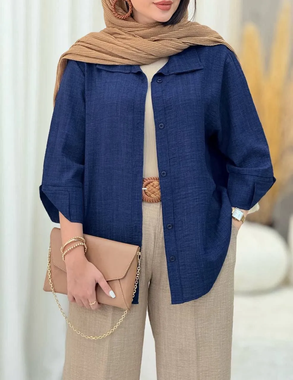 شومیز  استین دکمه