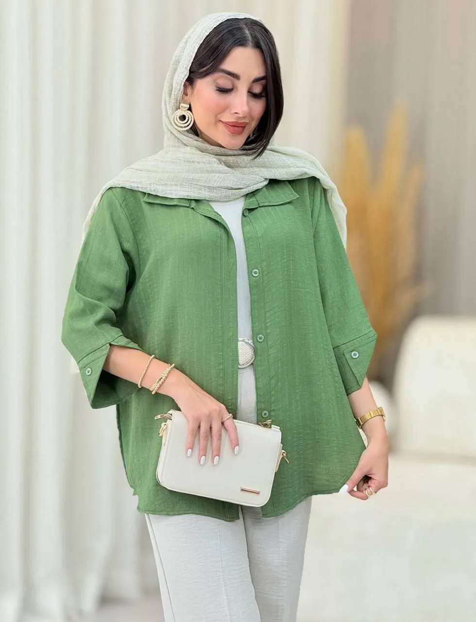 شومیز  استین دکمه 6