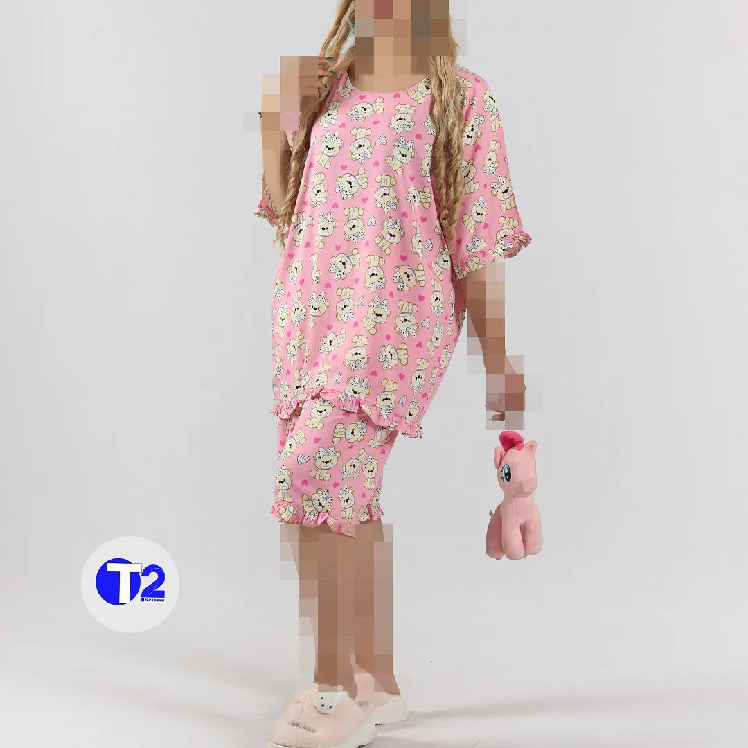 ست تیشرت وشلوارک نخی تایلندی قواره دار 5