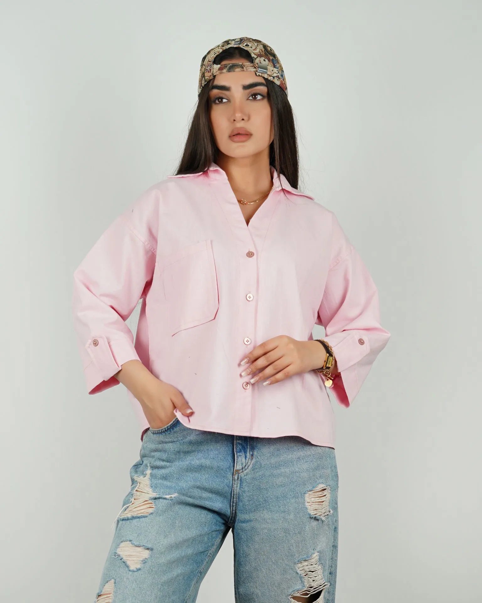 شومیز قواره باکسی تک جیب 2